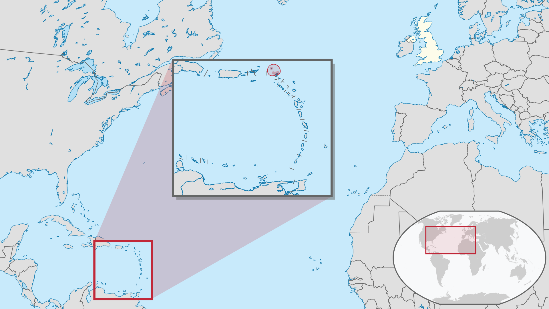 Map showing Anguilla's location in the Eastern Caribbean